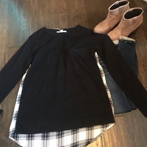Honey Punch Black and Plaid Sweater
